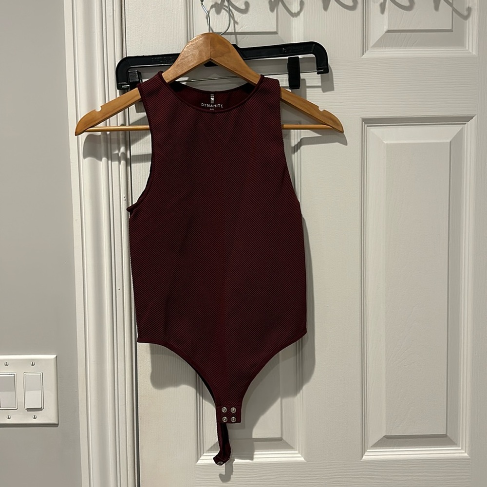 Dynamite Ribbed Maroon Bodysuit